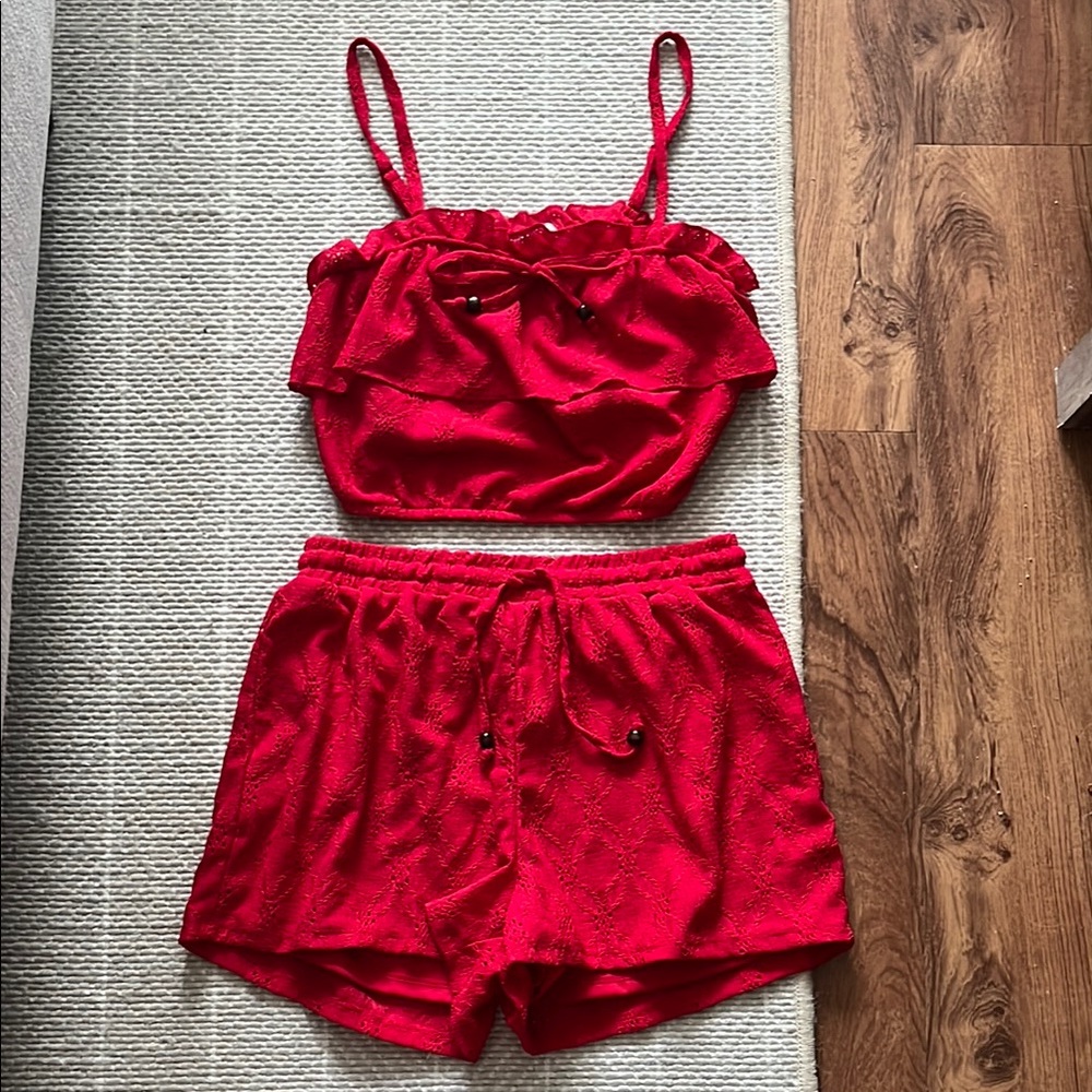 Red eyelet matching Set